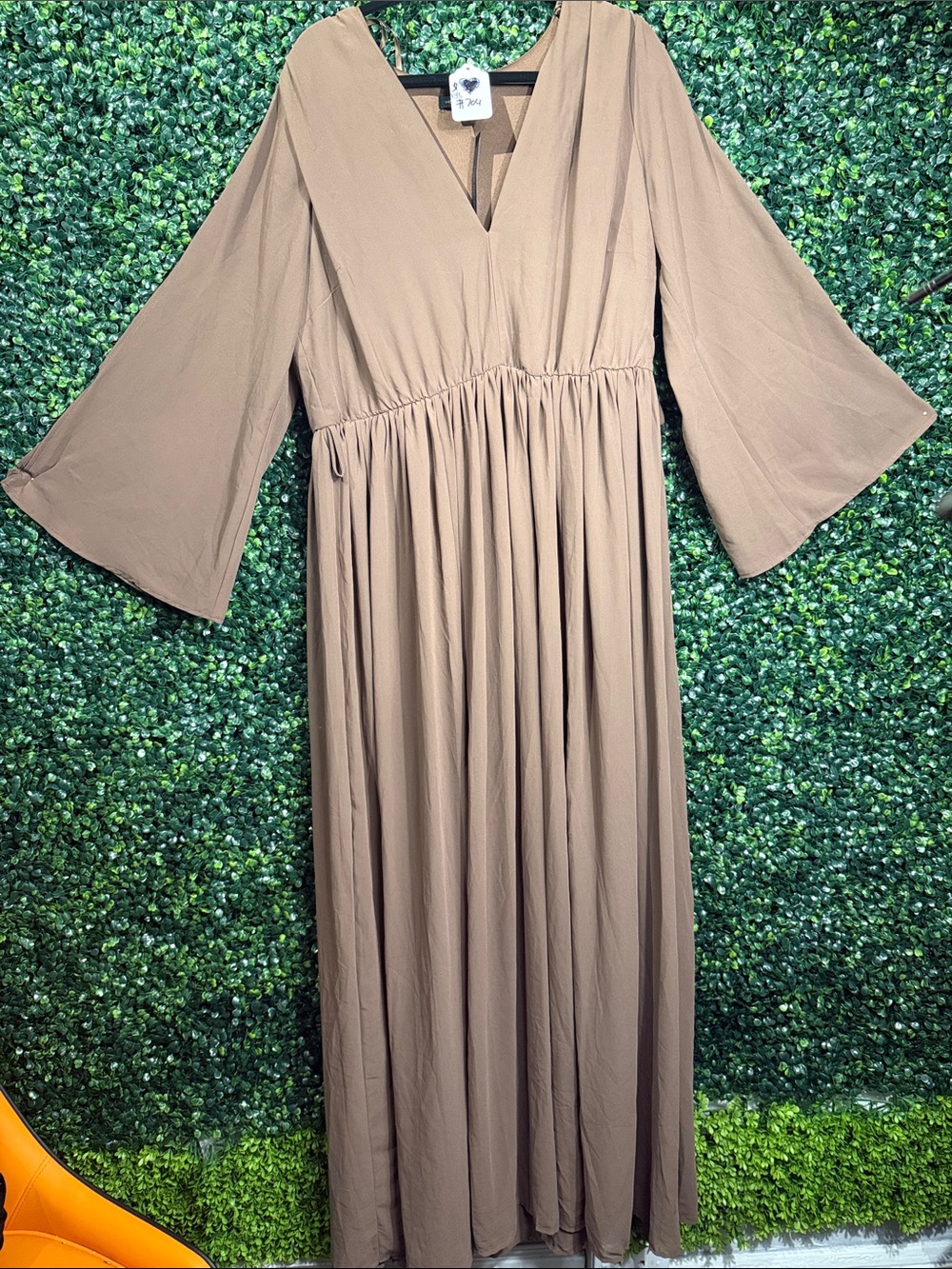 Flowy V-Neck Maxi Dress in Taupe